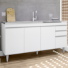 Balcao Para Pia 160 cm 4 Portas 2 Gavetas BP Lorena Branco Eratto Moveis