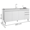 Balcao Para Pia 160 cm 4 Portas 2 Gavetas BP Lorena Branco Eratto Moveis