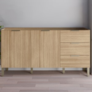Balcao Para Pia 2 Portas 3 Gavetas 160 cm Glam Freijo KTP
