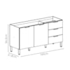 Balcao Para Pia 2 Portas 3 Gavetas 160 cm Glam Freijo KTP