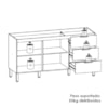 Balcao Para Pia 2 Portas 3 Gavetas 160 cm Glam Freijo KTP