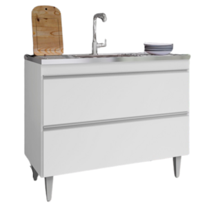 Balcao Para Pia 2 Portas Esmeralda 100 cm Branco Eratto Moveis