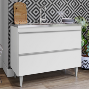 Balcao Para Pia 2 Portas Esmeralda 100 cm Branco Eratto Moveis