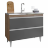 Balcao Para Pia 2 Portas Esmeralda 100 cm Freijo Grafite Eratto Moveis