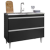 Balcao Para Pia 2 Portas Esmeralda 100 cm Preto Eratto Moveis