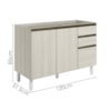 Balcao Para Pia 2P 3G 120cm MDF Kali 16417 Bianco Toq Bianco Toq Nicioli