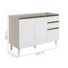 Balcao Para Pia 2P 3G 120cm MDF Kali 16417 Bianco Toq Branco Uv Nicioli