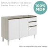 Balcao Para Pia 2P 3G 120cm MDF Kali 16417 Bianco Toq Branco Uv Nicioli