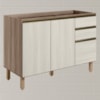 Balcao Para Pia 2P 3G 120cm MDF Kali 16417 Carvalho Toq Bianco Toq Nicioli