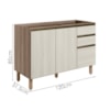 Balcao Para Pia 2P 3G 120cm MDF Kali 16417 Carvalho Toq Bianco Toq Nicioli