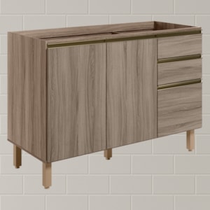 Balcao Para Pia 2P 3G 120cm MDF Kali 16417 Carvalho Toq Carvalho Toq Nicioli
