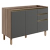 Balcao Para Pia 2P 3G 120cm MDF Kali 16417 Carvalho Toq Chumbo Nicioli