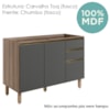 Balcao Para Pia 2P 3G 120cm MDF Kali 16417 Carvalho Toq Chumbo Nicioli