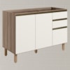 Balcao Para Pia 2P 3G 120cm MDF Kali 16417 Carvalho Toq Off White Cetim Nicioli