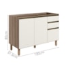 Balcao Para Pia 2P 3G 120cm MDF Kali 16417 Carvalho Toq Off White Cetim Nicioli