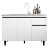 Balcao Para Pia 3 Portas 1 Gaveta 118 cm Canada Branco RUDK
