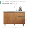Balcao Para Pia 3 Portas 1 Gaveta 118 cm Canada Cedro RUDK