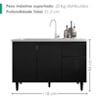 Balcao Para Pia 3 Portas 1 Gaveta 118 cm Canada Preto RUDK