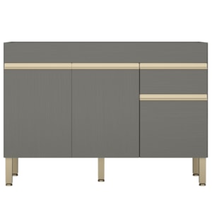 Balcao Para Pia 3 Portas 1 Gaveta 120 cm Line Gris KTP