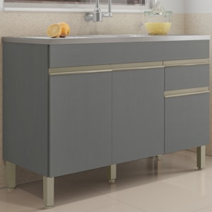 Balcao Para Pia 3 Portas 1 Gaveta 120 cm Line Gris KTP
