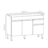 Balcao Para Pia 3 Portas 1 Gaveta 120 cm Line Supremo KTP