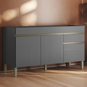 Balcao Para Pia 3 Portas 1 Gaveta 150 cm Line Gris KTP