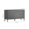 Balcao Para Pia 3 Portas 1 Gaveta 150 cm Line Gris KTP