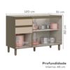 Balcão Para Pia 3 Portas 120 cm MDF Connect C66 Duna Cristal Henn