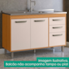 Balcão Para Pia 3 Portas 2 Gavetas 120 cm Malta Freijo Off Acetinado POLIMAN