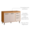 Balcão Para Pia 3 Portas 2 Gavetas 120 cm Malta Freijo Off Acetinado POLIMAN