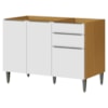 Balcao Para Pia 3 Portas 2 Gavetas 120 cm MDF 2006807 Cinamomo Branco ARMoveis