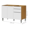 Balcao Para Pia 3 Portas 2 Gavetas 120 cm MDF 2006807 Cinamomo Branco ARMoveis