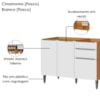 Balcao Para Pia 3 Portas 2 Gavetas 120 cm MDF 2006807 Cinamomo Branco ARMoveis