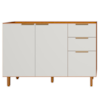 Balcao Para Pia 3 Portas 2 Gavetas 120 cm MDF Bari Freijo Off Acetinado POLIMAN
