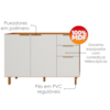 Balcao Para Pia 3 Portas 2 Gavetas 120 cm MDF Bari Freijo Off Acetinado POLIMAN