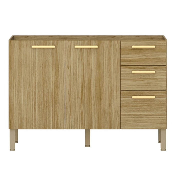 Balcao Para Pia 3 Portas 2 Gavetas 120 cm Urbane Freijo KTP