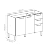 Balcao Para Pia 3 Portas 2 Gavetas 120 cm Urbane Freijo KTP
