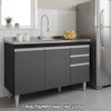 Balcao Para Pia 3 Portas 2 Gavetas Melissa 120 cm Preto Grafite Eratto Moveis