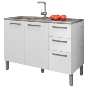 Balcao Para Pia 3P 2G 120 cm Mad Versalhes Branco Supremo KTP Balcao Para Pia 3P 2G 120 cm Mad Versalhes Branco Supremo KTP