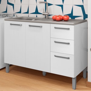 Balcao Para Pia 3P 2G 120 cm Mad Versalhes Branco Supremo KTP