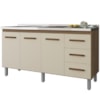 Balcao Para Pia 3P 3G 150 cm Diana Savana Off White Mobbs