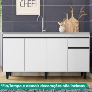 Balcao Para Pia 4 Portas 1 Gaveta 156 cm Grecia Branco RUDK