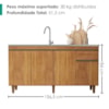 Balcao Para Pia 4 Portas 1 Gaveta 156 cm Grecia Cedro RUDK