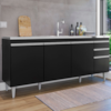 Balcao Para Pia 4 Portas 2 Gavetas 180 cm BP Agatha Eratto Moveis Preto