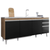 Balcao Para Pia 4 Portas 2 Gavetas 180 cm BP Agatha Freijo Preto Eratto Moveis