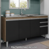 Balcao Para Pia 4 Portas 2 Gavetas BP 150 cm Ayla Freijo Preto Eratto Moveis