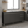 Balcao Para Pia 4 Portas 2 Gavetas BP 150 cm Ayla Preto Grafite Eratto Moveis