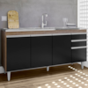 Balcao Para Pia 4 Portas 2 Gavetas BP 160 cm Lorena Freijo Preto Eratto Moveis