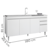 Balcao Para Pia 4 Portas 2 Gavetas BP 180 cm Agatha Branco Eratto Moveis