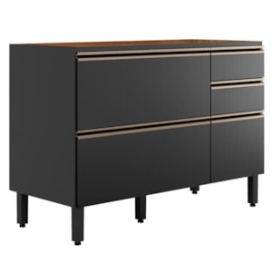Balcao Para Pia 4G 1P 120 cm MDF Proenca Nogueira Carbono Prime Demartez